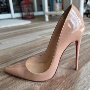 Christian Louboutin So Kate 120 Beige Patent Leather Pumps Eur. 39